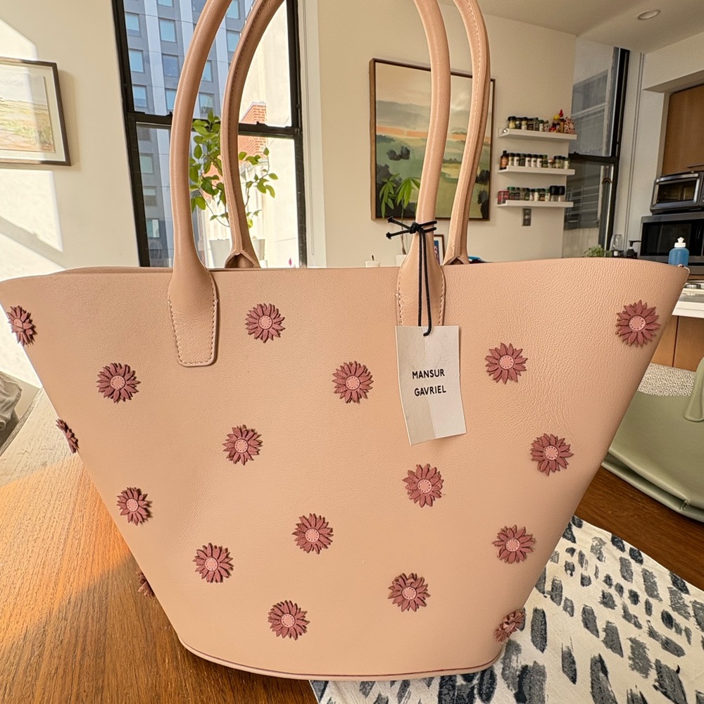 Mansur Gavriel Pink Floral Leather Tote